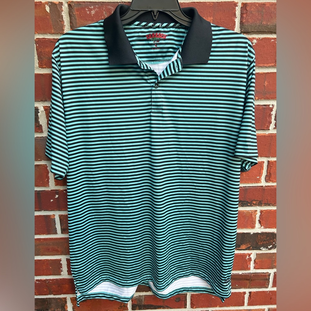 Tabasco Sport Men’s Short Sleeve Striped Polo Shirt. Size Large